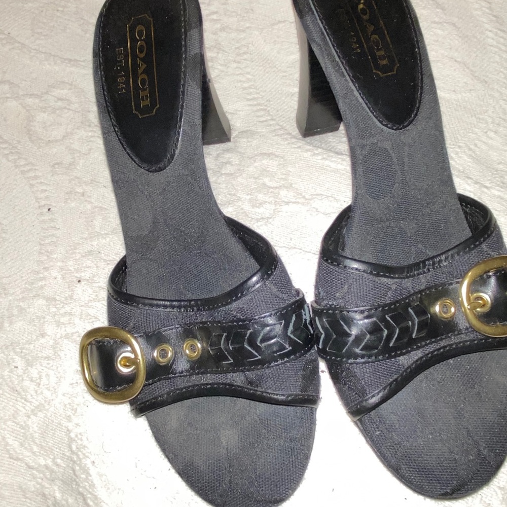 Coach Black Signature Heeled Mule Heels